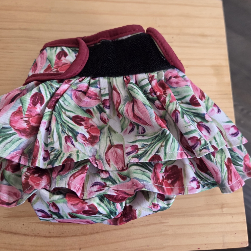 Floral Dog Diaper with Ruffles